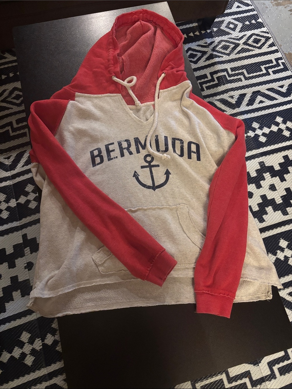 Ocean Drive Red and Cream Hooded Pullover